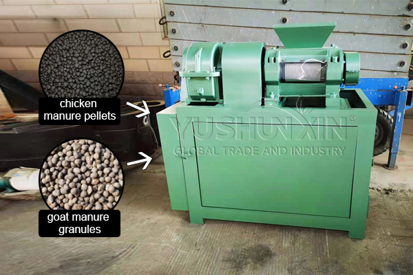 Double roller granulator for biochar fertilizer